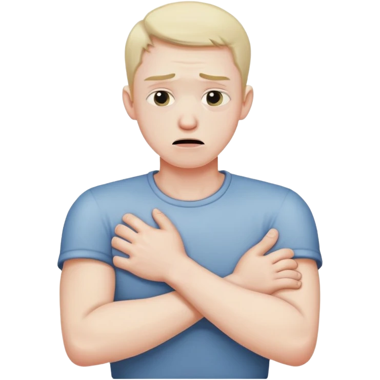 Man choking himself crossed arms  emoji
