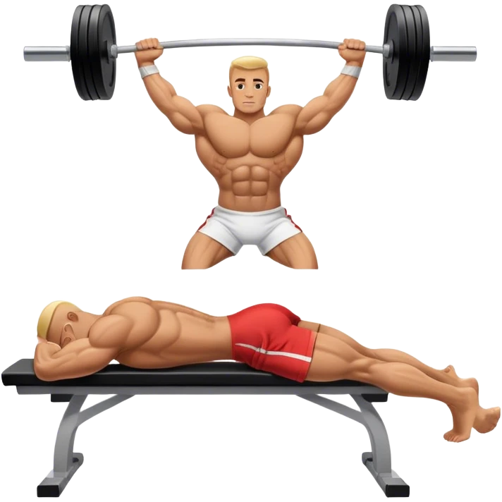 side-view bodybuilder lying down barbell glute-bridges emoji