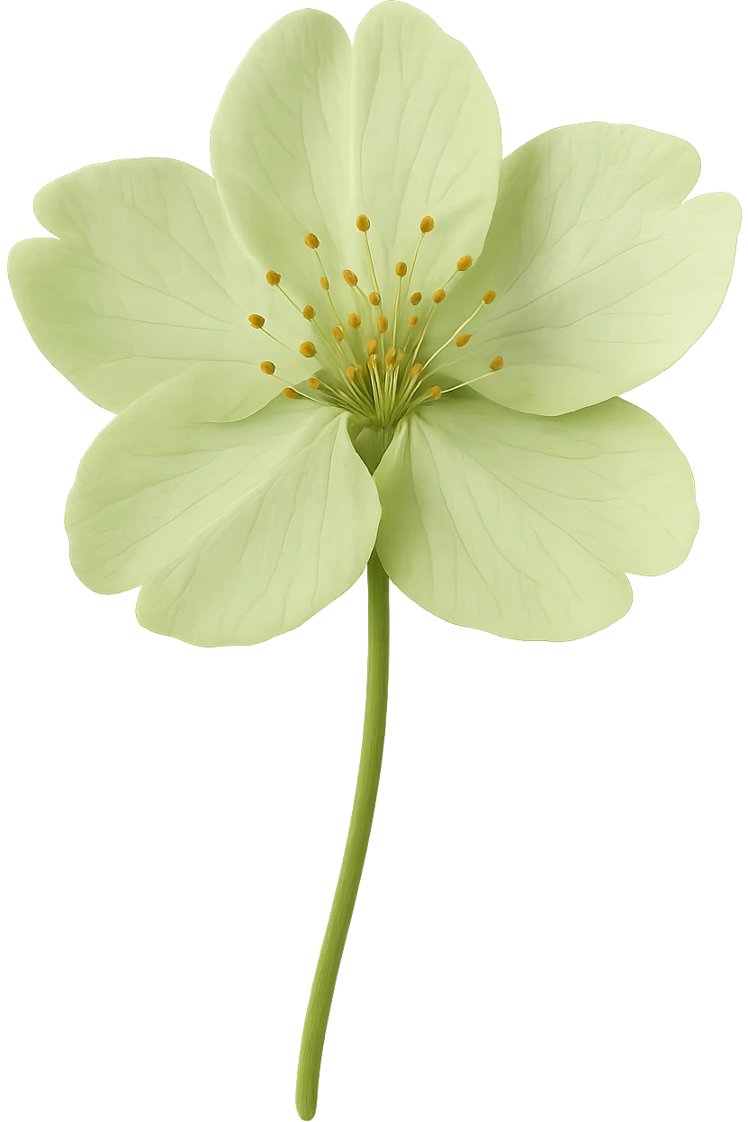 show  one green cherry blossom, remove background emoji