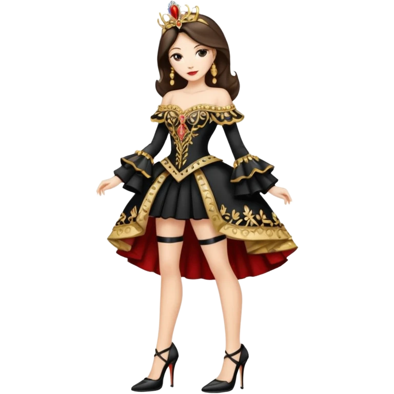 “She’s a model.” The woman he pointed out was wearing very high heels and an elaborate outfit. emoji