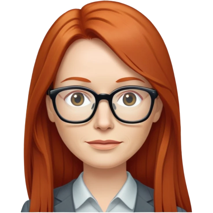 middle age Red head long straight hair pale skin wearing glasses emoji