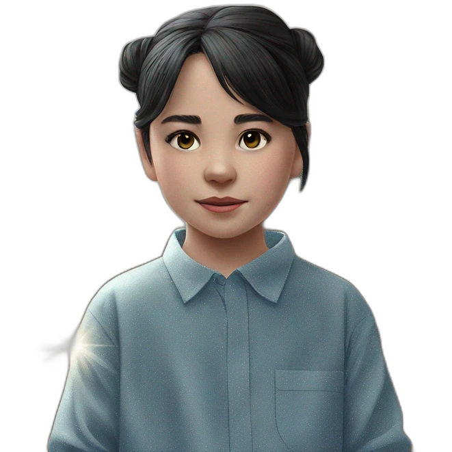 black hair girl with ornament emoji