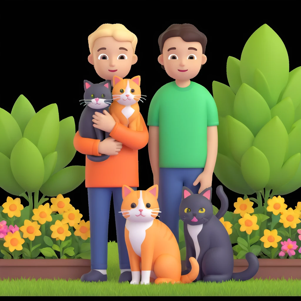 boy and cat pet in garden background emoji