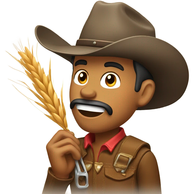 Cowboy biting a piece of wheat emoji