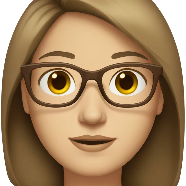 Woman with brown hair and a beige glasses, white skin emoji