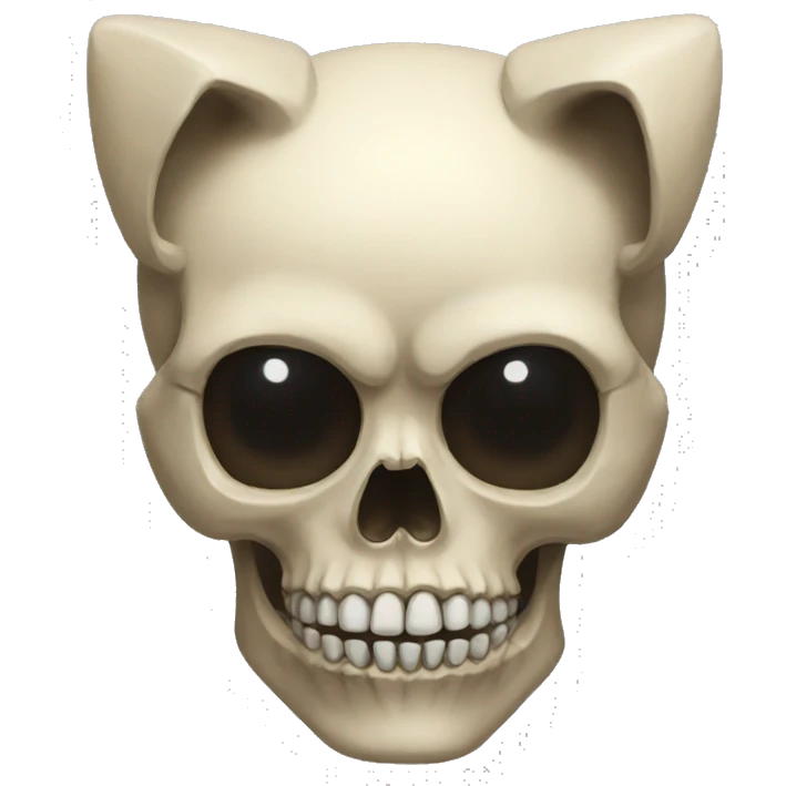hyperealistic skull with cat ears emoji