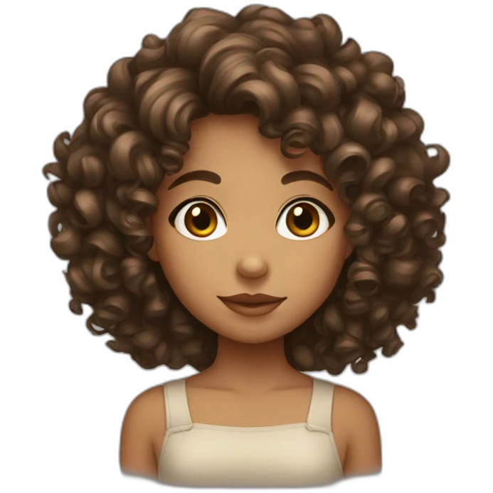 brown eyed girl with a curly hair emoji