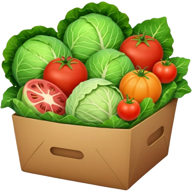 brown grocery pack inside cabbage fruits tomatoes sweets

 emoji