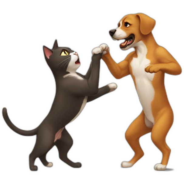cat fight with dog emoji