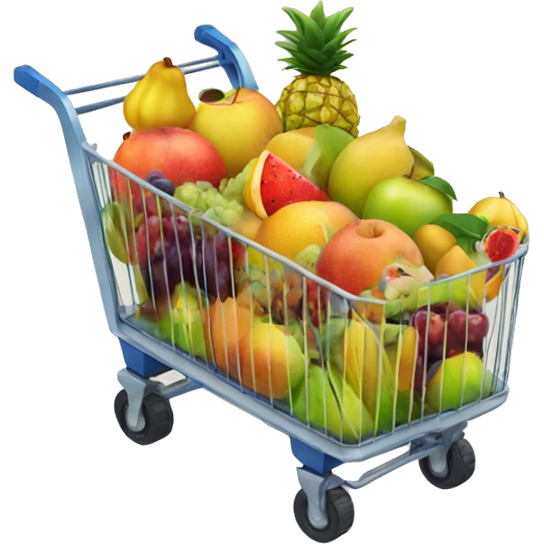 Trolley with many fruits emoji
