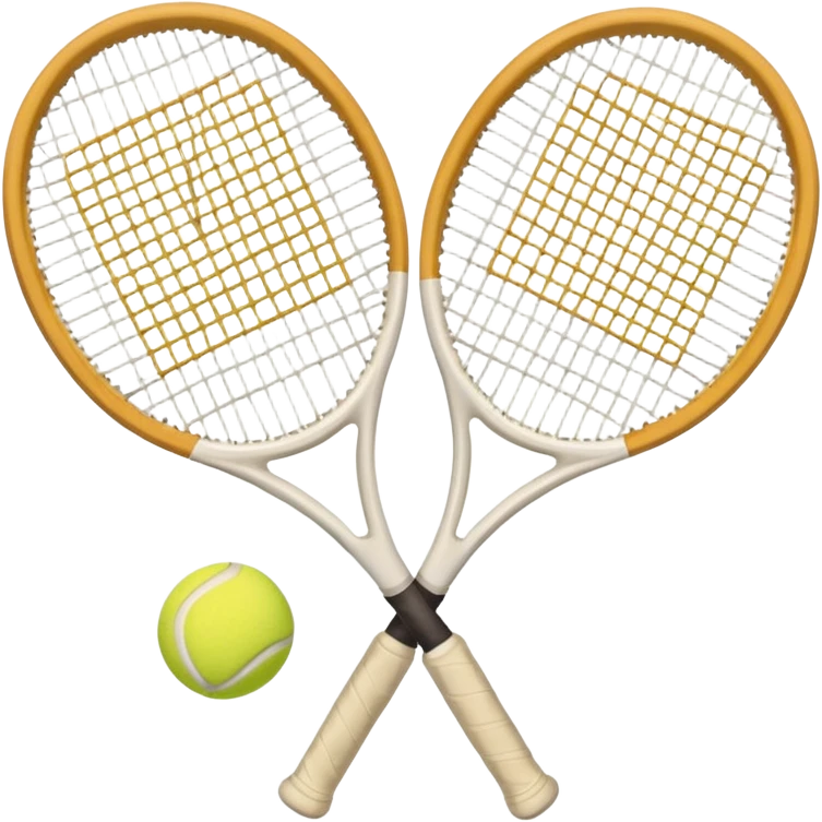 2 White Tennis rackets with beige tennis ball aesthetic  emoji