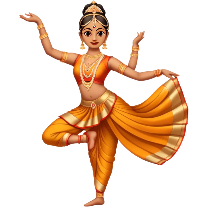 cinematic-realistic-bharatanatyam-dance-emoji,-depicted-as-an-elegant-classical-indian-dance-performance-with-graceful-poses,-intricate-costumes,-and-expressive-hand-gestures,-rendered-with-rich-textures-and-warm-dramatic-lighting, single dancer full body  emoji