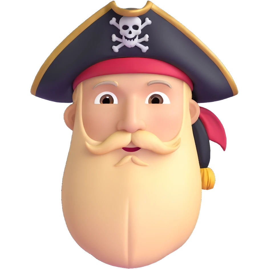 pirate captain with tricorn hat and beard emoji