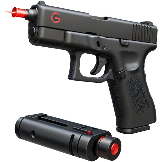 Gen 5 glock 19, with a button, beam, and a 100 round drum emoji