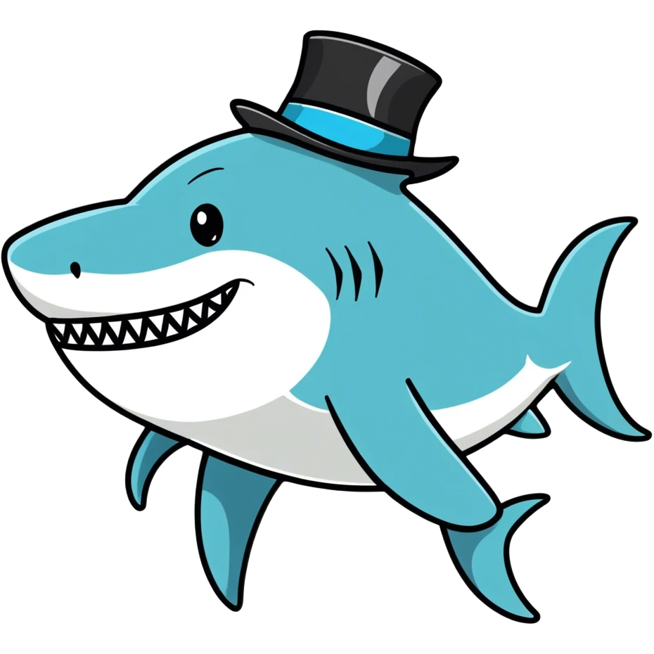 Shark with a top hat emoji