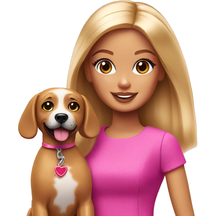 Barbie with a dog emoji