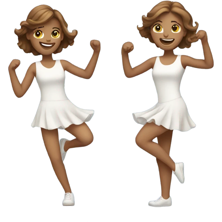 two white girls with brown hair dancing  emoji