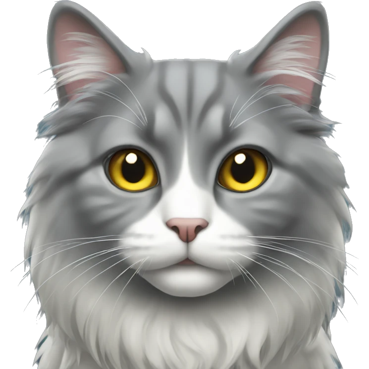 grey tuxedo long haired cat  emoji