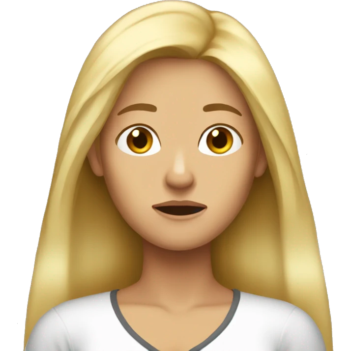 Long hair Blonde disappointed  emoji