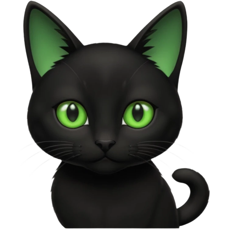 Small black cat with green eyes emoji
