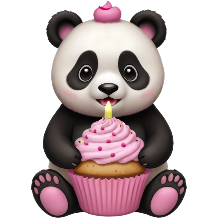 Surprised Panda with a cupcake emoji