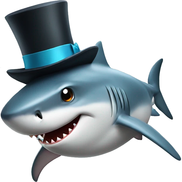 Shark with a top hat emoji