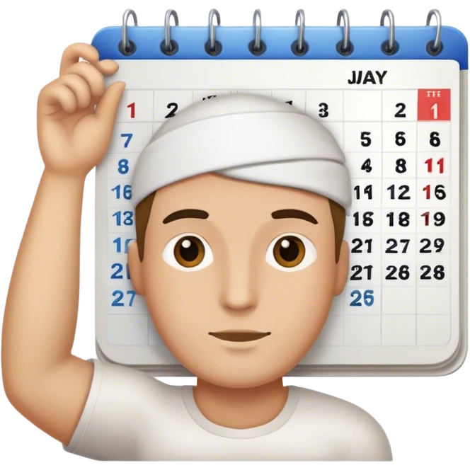 Man with a calendar as a head emoji