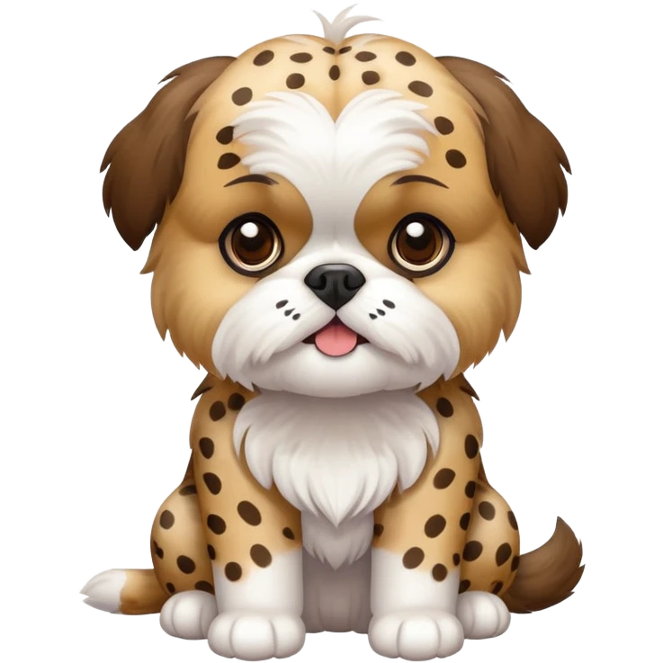 Shih tzu with a cheetah stuffed animal emoji