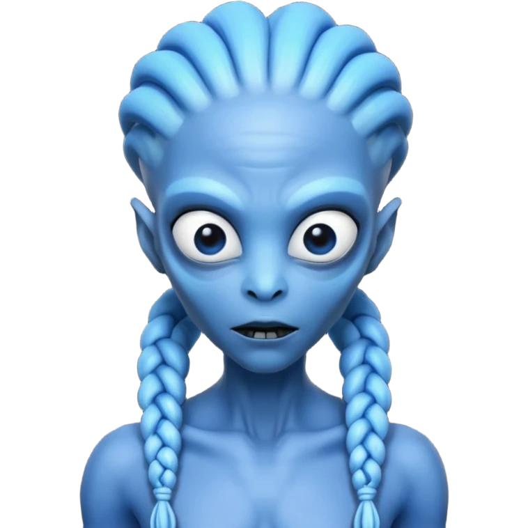 alien with braided hair, blue emoji