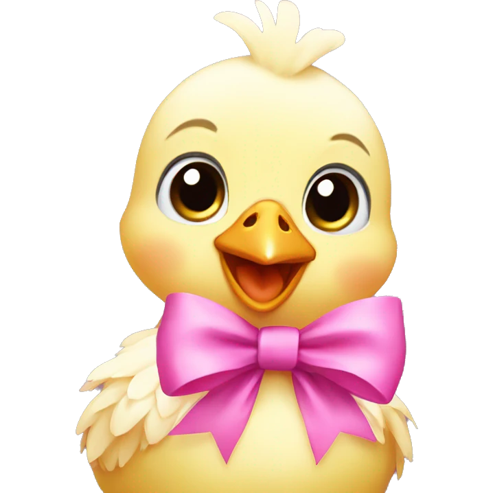 Baby chicken with pink bow emoji