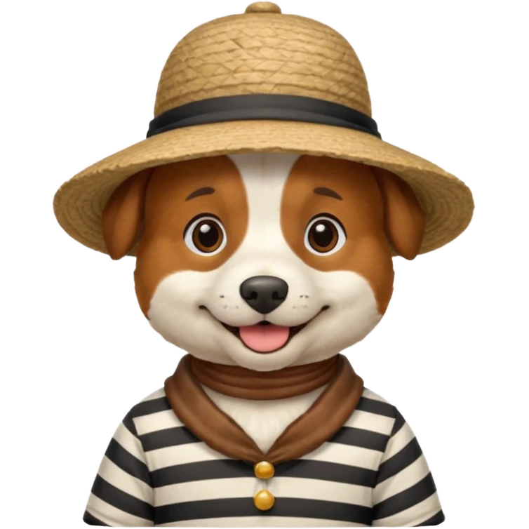 dog wearing gondolier striped shirt and hat emoji