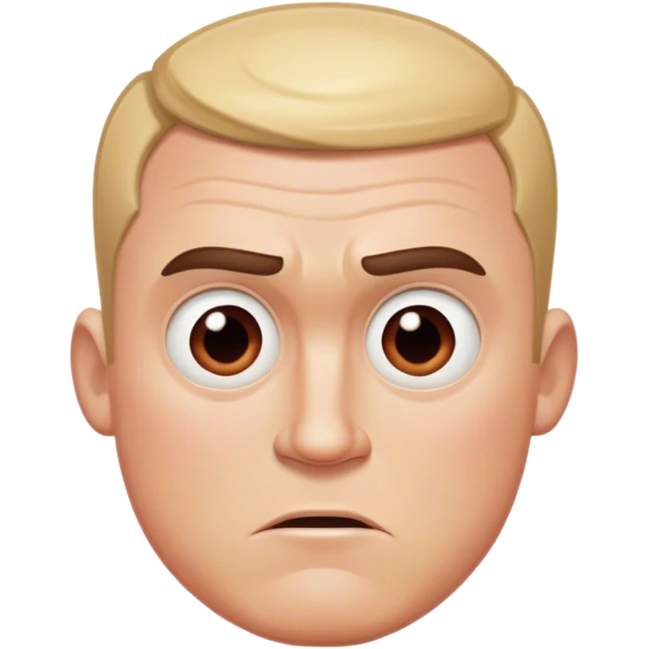 Mr incredible head without eye mask or suit but with haircut and straight face and the background along with him being ever so slightly deepfried and he got brain trauma that his head got flattened and his forehead his almost nonexistent emoji