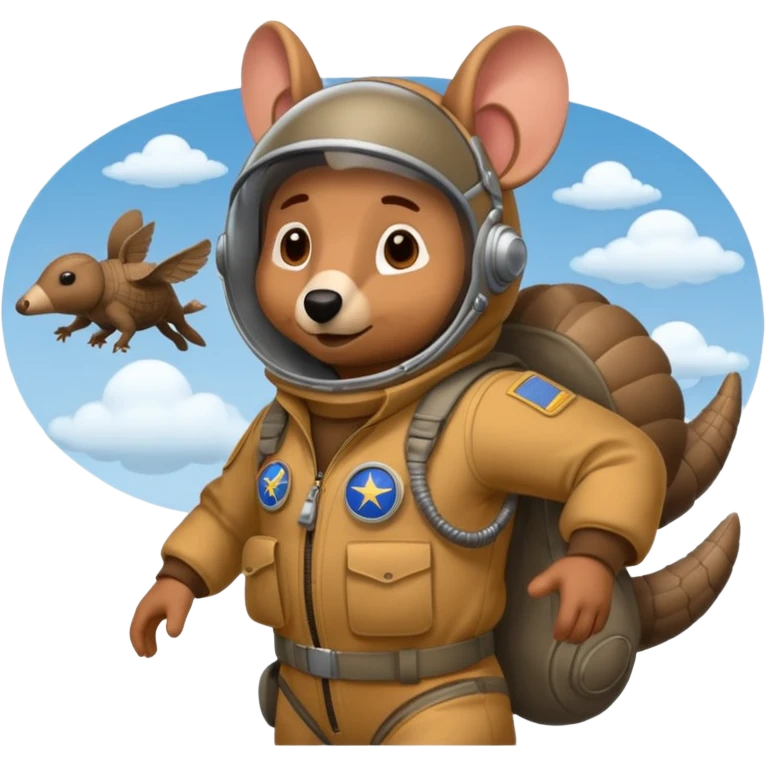 Man flying in the sky of armadillos emoji
