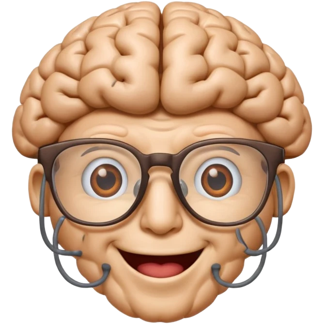 brain smiling with glasses emoji