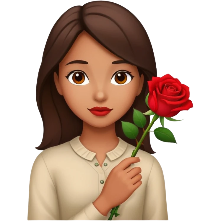 girl with a rose brunette emoji
