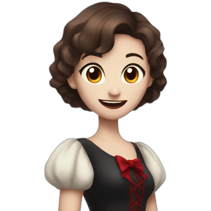 amused vampire girl with very short brown hair and with claws emoji