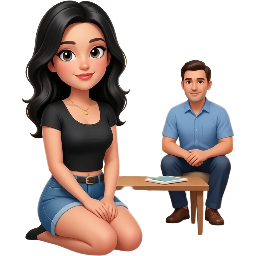 horny girl with black hair waiting for husband emoji