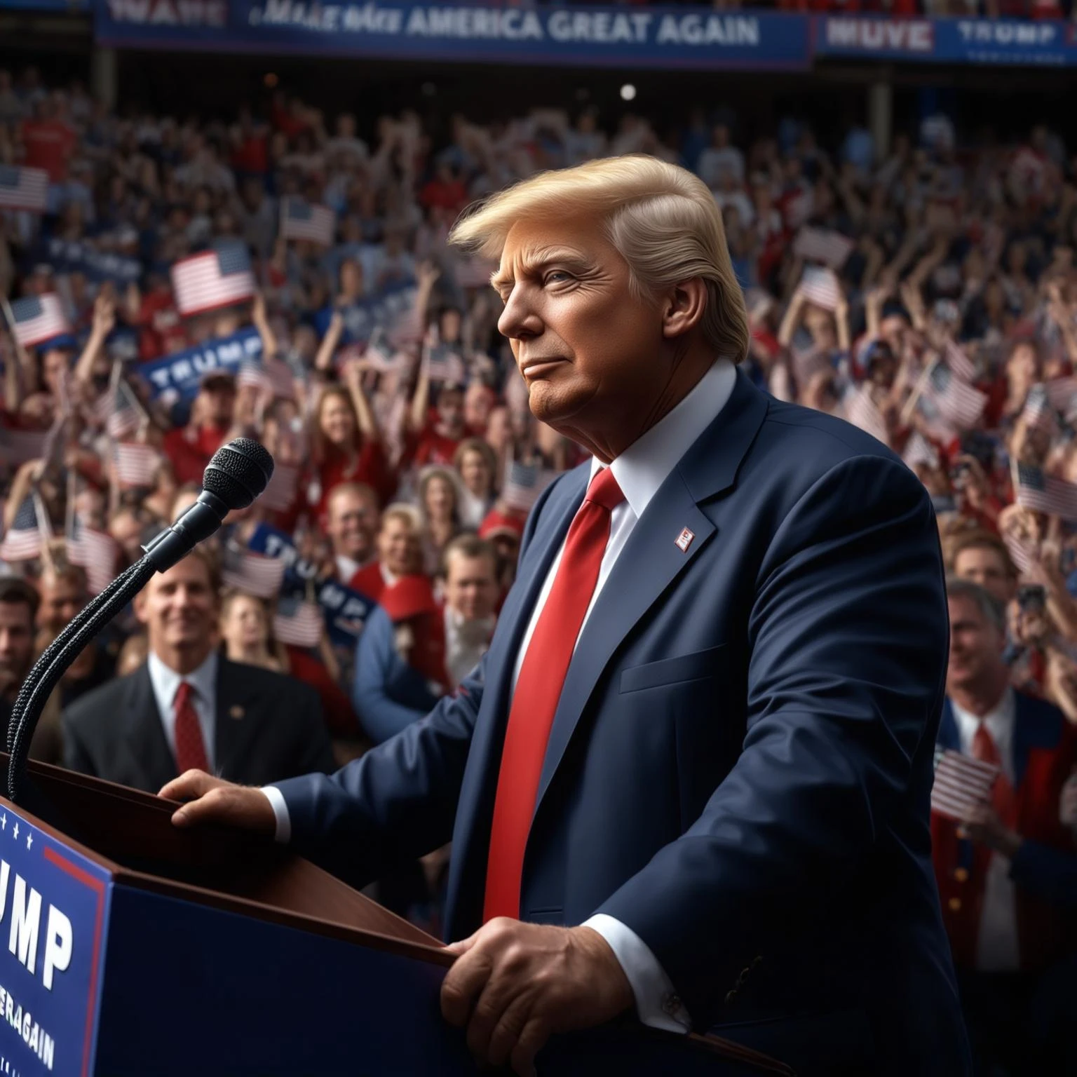 Donald Trump speaking at a rally emoji