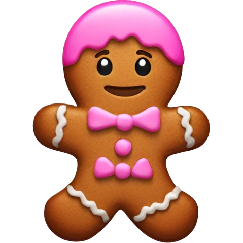 Gingerbread man with pink  emoji