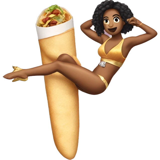 Pole dancer eating a burrito and the pole dancer is drake  emoji