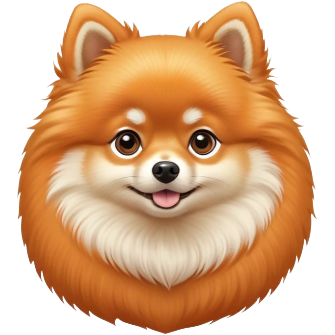 Cinematic Cute Orange Pomeranian Portrait Emoji, Head tilted playfully and inquisitively, showcasing a luxurious, fluffy orange coat with a natural sheen, round, sparkling brown eyes filled with curiosity, Simplified yet irresistibly adorable features, highly detailed, glowing with a warm, friendly glow, high shine, affectionate and lively, stylized with a touch of whimsy, bright and endearing, soft glowing outline, capturing the essence of a mischievous yet loving pup, so playful it feels like it could scamper out of the screen and into your arms! emoji