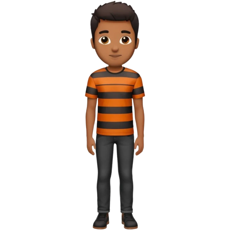 brown man wearing burnt orange and white vertically striped shirt and black jeans emoji