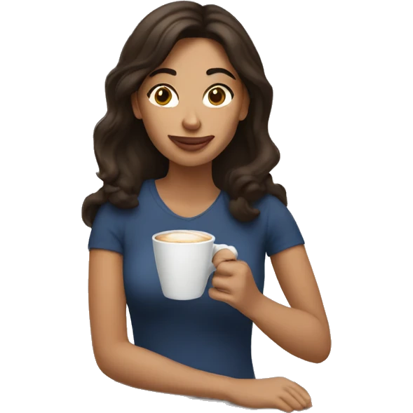 brunette woman drinking coffee emoji