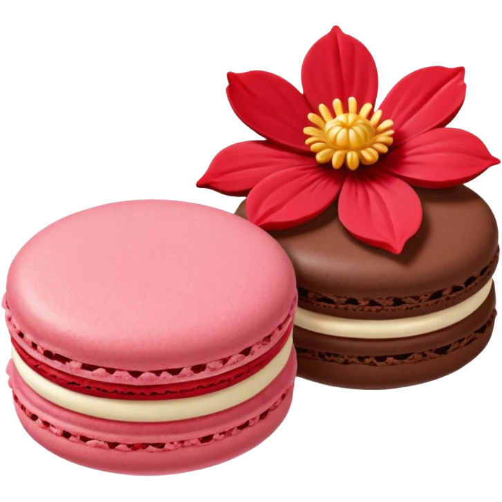 Le Durée Paris macaron et fleur red chocolate emoji