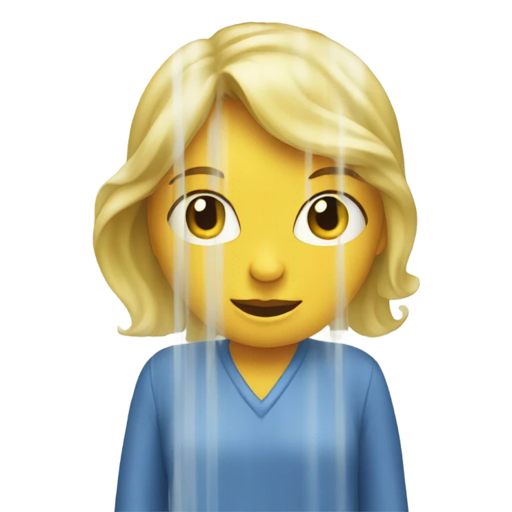 blonde woman peeking out behind shower curtain emoji