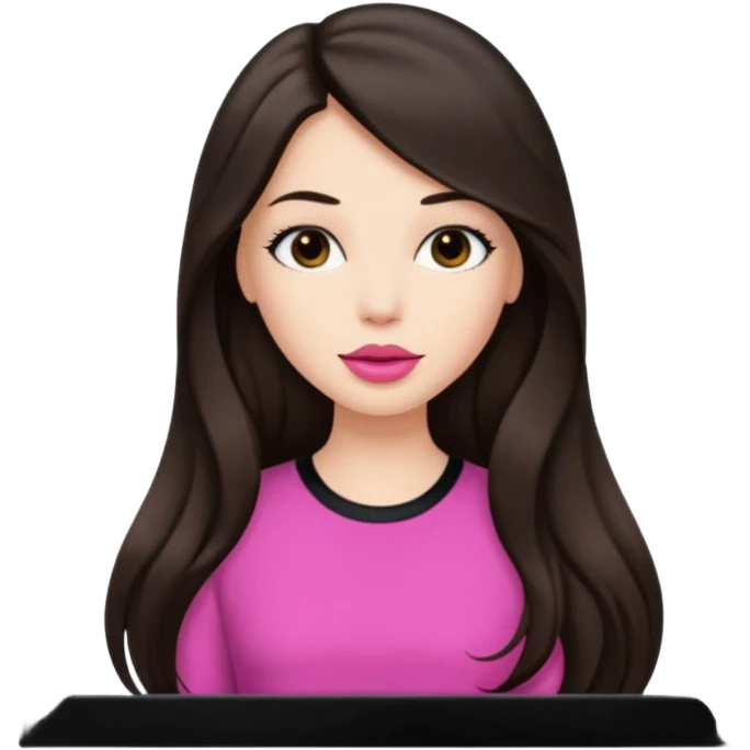pink girly framed picture of a long hair brunette  emoji