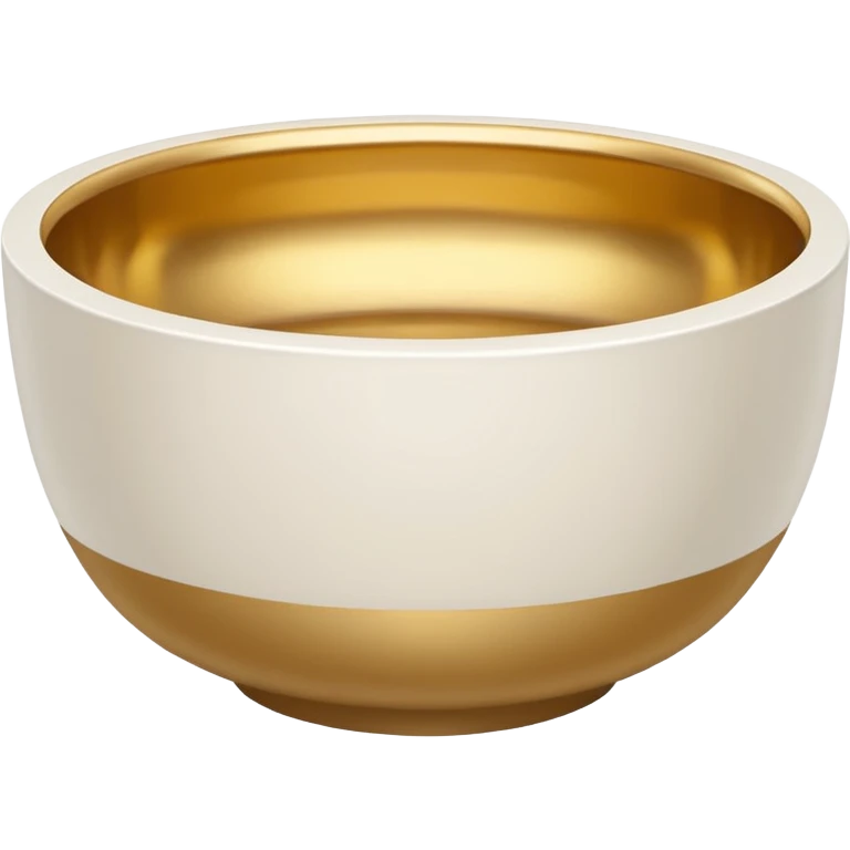 white bowl with matte gold color inside, no liquid, no gloss, simple, clear emoji
