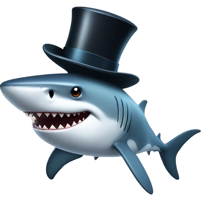 Shark with a top hat emoji