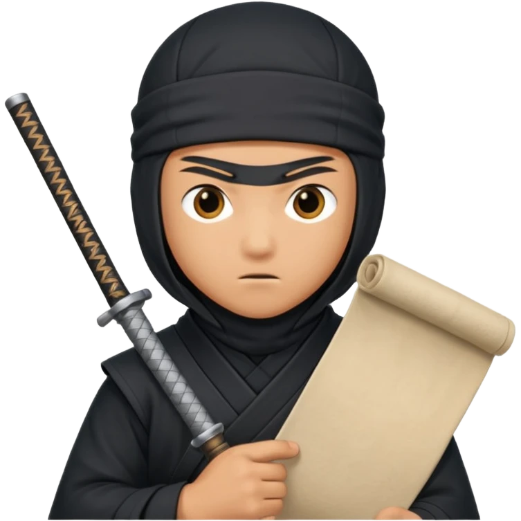 Ninja with closed scroll emoji