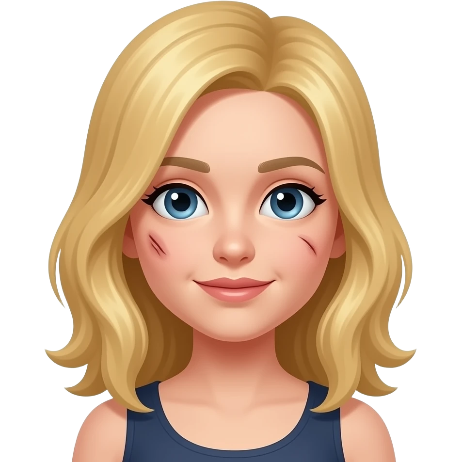 Blonde girl bruise on face emoji